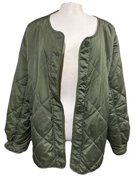 GAP Parka Jacket Surplus Cargo Drab olive green Utility  quilted puffer XL